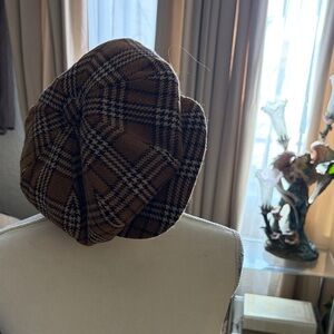 Brown Plaid Beret Hat
